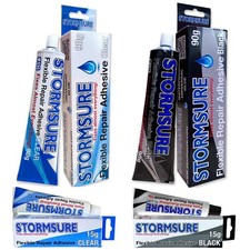 STORMSURE BLACK or CLEAR FLEXIBLE REPAIR ADHESIVE GLUE TENT RIPS HOLES BOOT SHOE