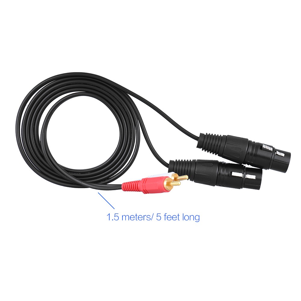 1.5m/ 5ft Stereo Audio Cable Cord Dual XLR Female To Dual RCA Male Plug For Mixe