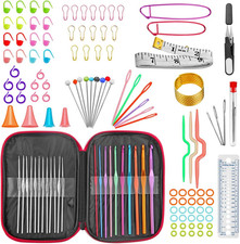 URWOOW 100 Pcs Crochet Hook Set with Yarn Knitting Needles Sewing Tools Full Set