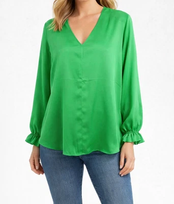 Bluse Milano Italy Grün 44 2XL Damen Shirt Tunika Oberteil Hemd Glanz Np 79 Neu - Bild 1 von 4