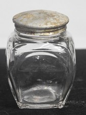 Vintage Cold Cream Clear Glass Square Jar with Logo LC on the cover 413M