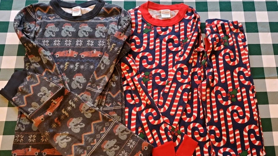 2 Set Hanna Andersson Christmas Long John Pjs 140 Sz 10 - Image 2 of 4