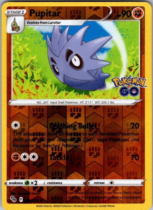 Pupitar Reverse Holo Uncommon Pokemon GO 038/078 LP-NM