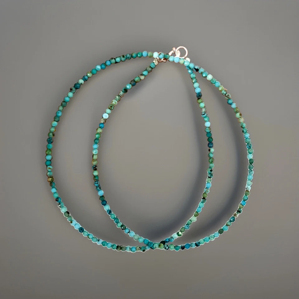 50 cm Facettiert Afrikanischer Türkis Edelstein Kette 2 mm ( BEY-27) - Bild 1 von 1