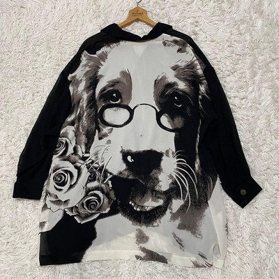 Kansai O2 Yamamoto 80s Vintage Dog Print See-Through Oversized Shirt XL