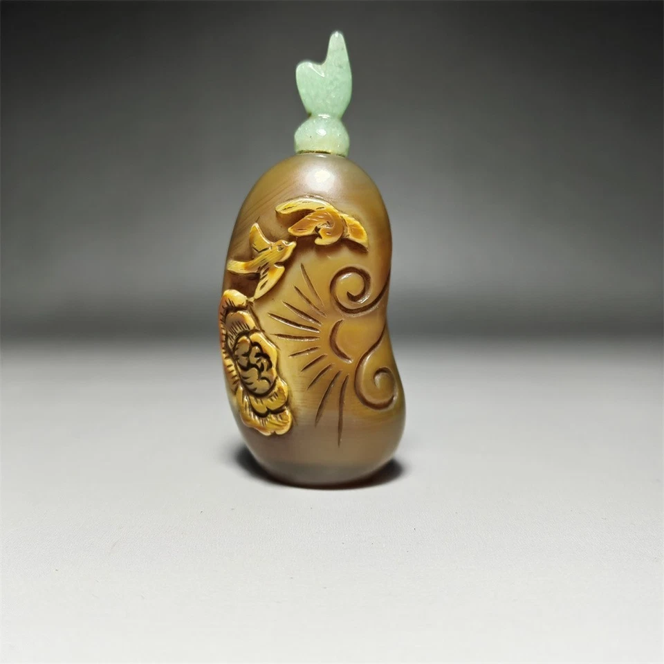 Botella de tabaco de ágata antigua china Foto 3 de 4