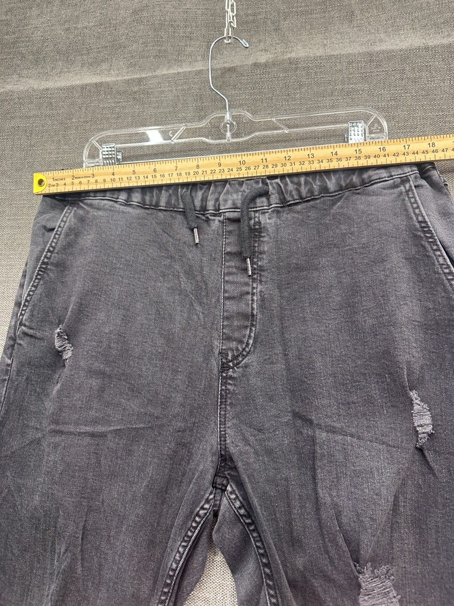 Pull&bear Ripped Jeans Womens XL Black Denim Distressed High Rise Drawstring View 6