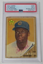 Lou Brock HOF Signed Autograph Auto 1962 Topps RC Rookie Card # 387 PSA. rookie card picture