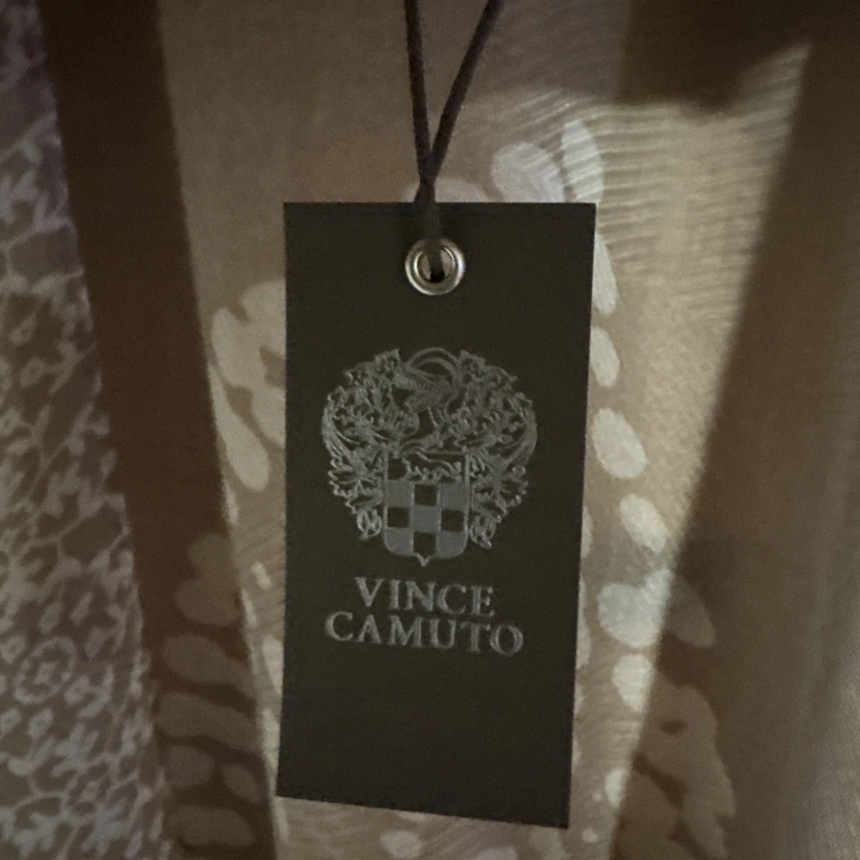 Vince Camuto Kimono Cover Up Hat Set Open Front brown White Floral One Size - Image 4 of 4