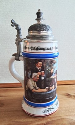 Handgefertigter Bierkrug mit Zinndeckel