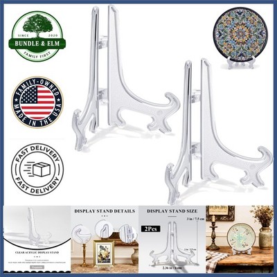 Small Acrylic Plate Stands, 3 Inch Tabletop Easel Holders for Crafts & Frames