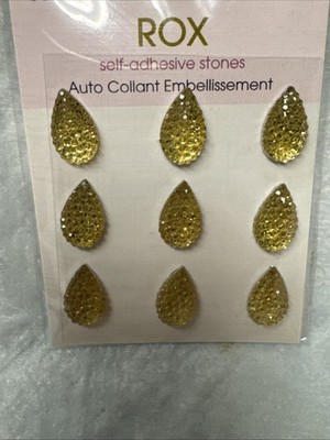 QUEEN & CO Self Adhesive Stones-Jeweled-Gold Drops -ROX~Twinkle Goosebumps 1/4''