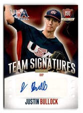 2014 Justin Bullock Panini USA Baseball Rookie Auto 052/299 - Milwaukee Brewers