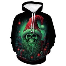 Creepy Christmas Skull Gothic Holiday Spooky Graphic Print 3D Hoodie