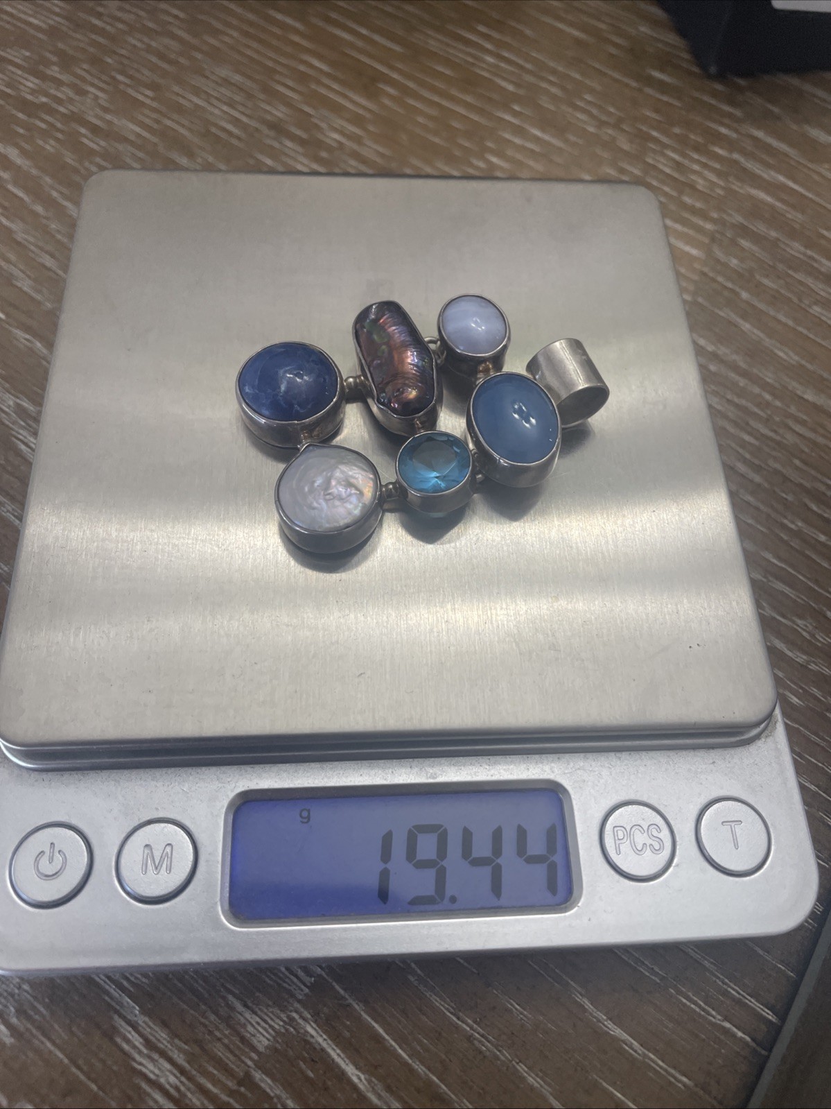 Large Solid 950 Silver Multi-Stone Pendant 19g - image 5