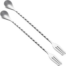 2 Pcs Bar Spoon 12 Inches Long Handle Drink Stirrer Stainless Steel Bar Cocktail