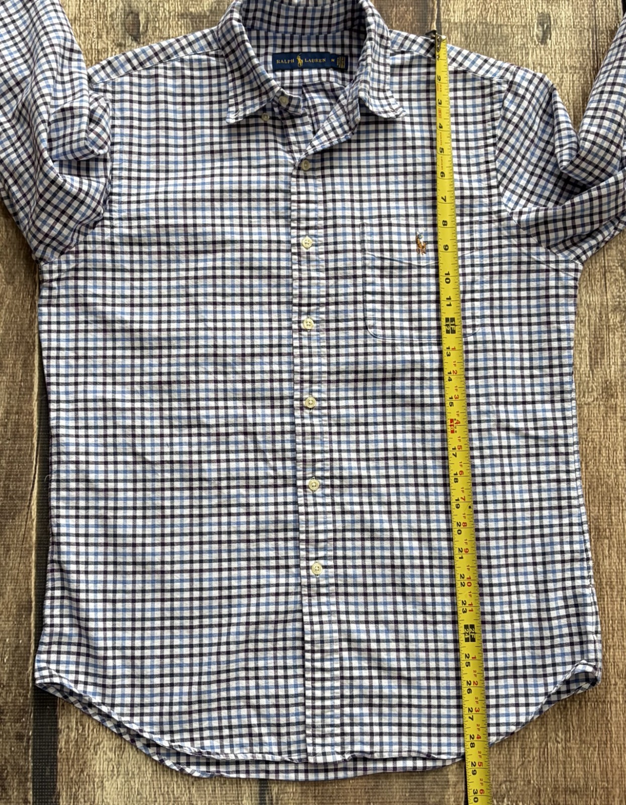 POLO RALPH LAUREN SPORT SHIRT BLUE MULTI MENS MEDIUM EXCELLENT CONDITION thumbnail 9