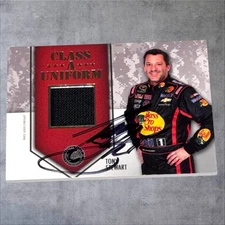 Tony Stewart BASS PRO signed CLASS A UNIFORM RACE USED 2014 PRESS PASS card