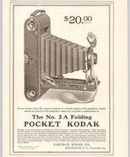 1908 The No.3A Folding Pocket Camera Eastman Kodak Co Rochester NY Print Ad