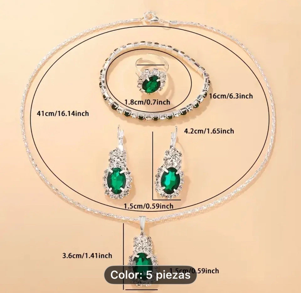 Juego de Joyería Vintage para Mujeres S925 Plata 5 Piezas: Collar con Colgante Foto 2 de 4