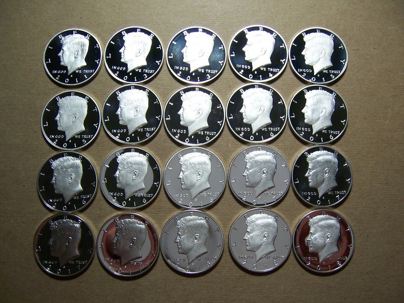 2011S,2013S,2014S,2015S,2016S,2017S,2018S SILVER Kennedy proof roll of 20 coins