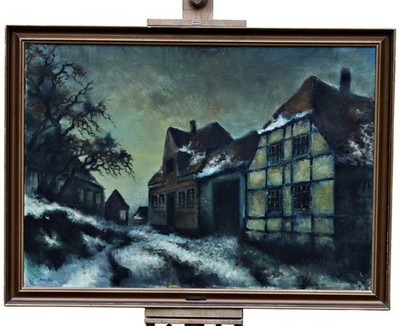 Ove Svenson (1880 1976)  Öl auf Leinwand   signiert, Winterliche Dorfszene
