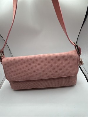 Vintage Talbots Pink Nubuck Leather Baguette Bag Shoulder Bag Made in Italy New