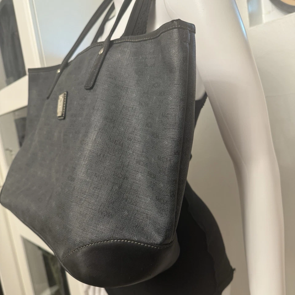 Bolso de Mano MCM Negro y Gris Oscuro Gris Visetos Hombro Shopper AUTÉNTICO Foto 3 de 4