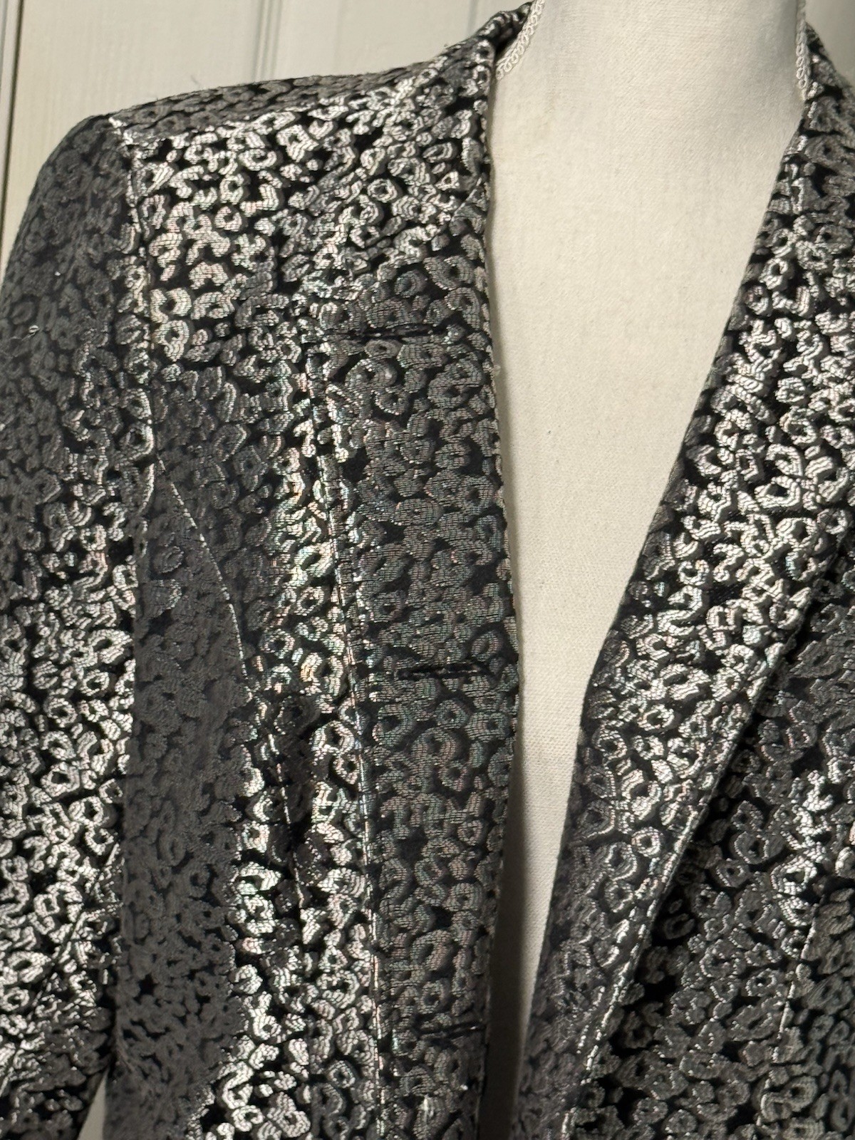 Notations Black And Silver Printed Button Up Blaz… - image 2