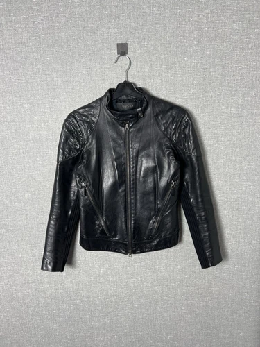 Giacca biker pelle Gucci by Tom Ford archivio vintage anni 90 nera donna taglia 38