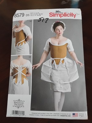18th Century Undergarments Sewing Pattern-Corset Panniers (4-12) Simplicity 8579