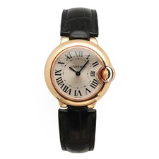 Cartier Ballon Bleu 28mm 18k Rose Gold Silver Dial Quartz Ladies Watch W69002Z2