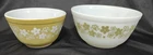 Vintage Pyrex Spring Blossom Green Crazy Daisy Lot Of Two Mixing Bowls