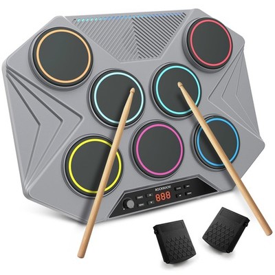 Electronic Tabletop Drum Set, Portable Digital Drum Kit 7 Velocity Sensitivit...