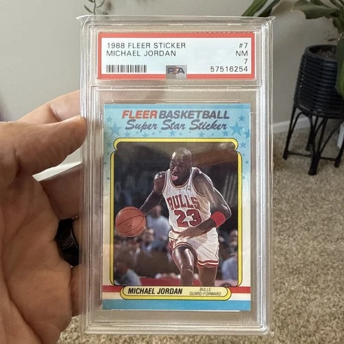 1988 Fleer Sticker Michael Jordan #7 Psa 7 Nice Card!!
