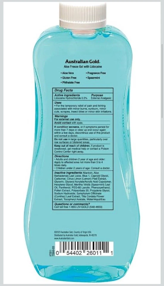 3 - Gel Australian Gold Aloe Vera menta verde quemaduras solares y alivio del dolor 8 OZ cada uno Foto 4 de 4