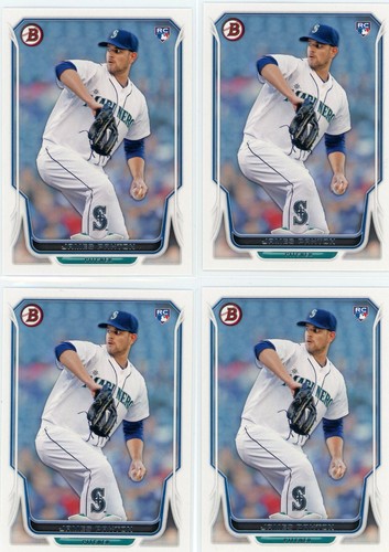 2014 Bowman #43 JAMES PAXTON (13) card rookie lot - Seattle Mariners - Picture 2 of 2