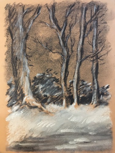 Lot 10 Drawing Painting Charcoal Hal Hermanson Canada Inuit Bellboy Wolf Wood - Picture 8 of 11