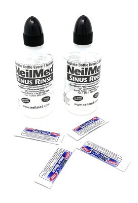 NeilMed Sinus Rinse 2  Bottles 8 oz + 4 Packet Exp: 04/2028 Natural Sinus Relief