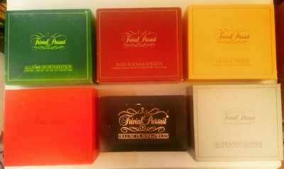 Trivial Pursuit 6 Lot: Subsidiary Sports/Boomers/Genus II/RPM/Cinema+Deluxe Pcs