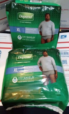 Men Maximum XL 15ct Depend Dry Sheild Fit-Flex Incontinence Underwear 