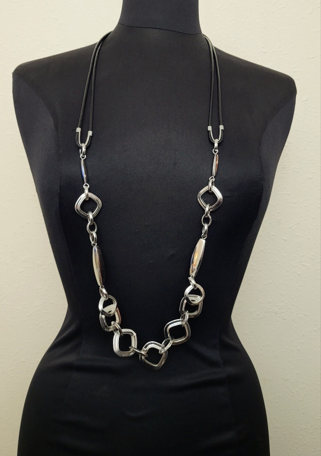 CHICO'S Statement Silver Tone Long Double Strand … - image 8