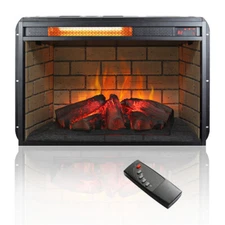 26" Electric Infrared Quartz Fireplace Insert Log Flame Heater w/ Remote Control