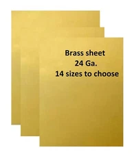 24 Ga., Jeweler's Brass Sheet, Dead-Soft, DIMENSIONS: 14 SIZE TO CHOOSE FROM