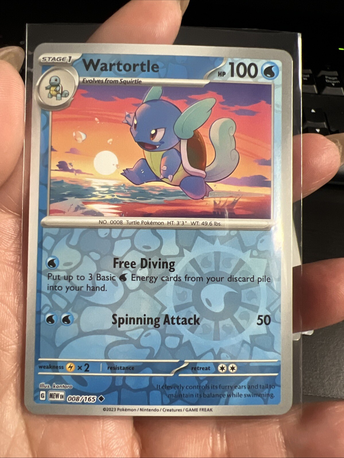 2023 Pokemon Scarlet & Violet 151 English Wartortle Reverse Holo 008/165 MINT