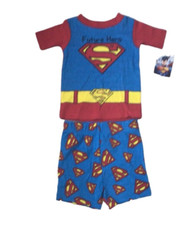 DC Comics Boys 2 Piece Pajamas Red Blue Superman Sleepwear Set Sz 18 Months NWT