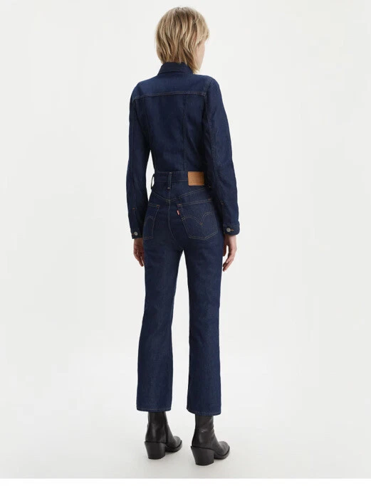 Levi s Dark Denim Kick Flare Long Sleeved Jumpsuit Boilersuit