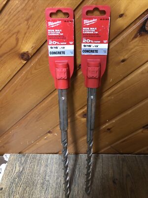 2 Pack Milwaukee 48-20-3910 SDS-Max 9/16  x 7  x 13  2-Cutter Rotary Bit
