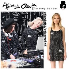 Alice + Olivia x Basquiat beat bop slip dress S