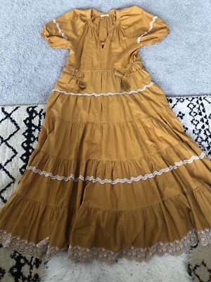 Ulla Johnson Mustard Yellow Scalloped Embroidered Tier Maxi Dress